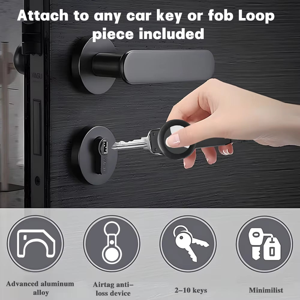 Key Organizer, Compact Keyholder, Anti-Lost Metal Keychain with Airtag Case, Compatible with Apple Airtag Finder Tracker, Alumin