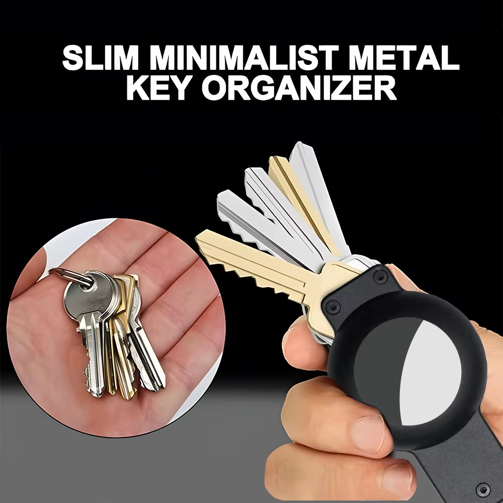 Key Organizer, Compact Keyholder, Anti-Lost Metal Keychain with Airtag Case, Compatible with Apple Airtag Finder Tracker, Alumin